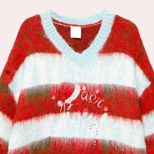 Stilla | Stribet Varm Julesweater til Kvinder
