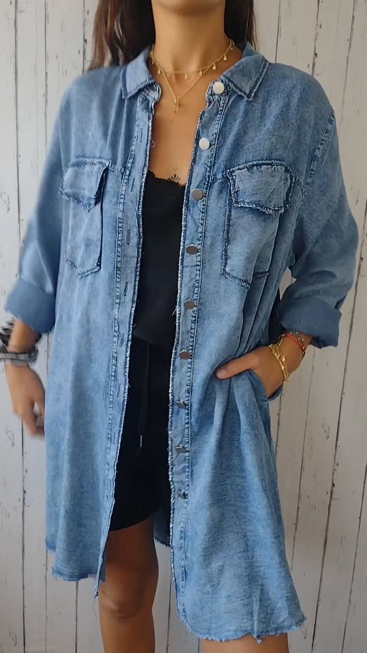 Stilla | Comfy Denim Shirt Met Lange Jas