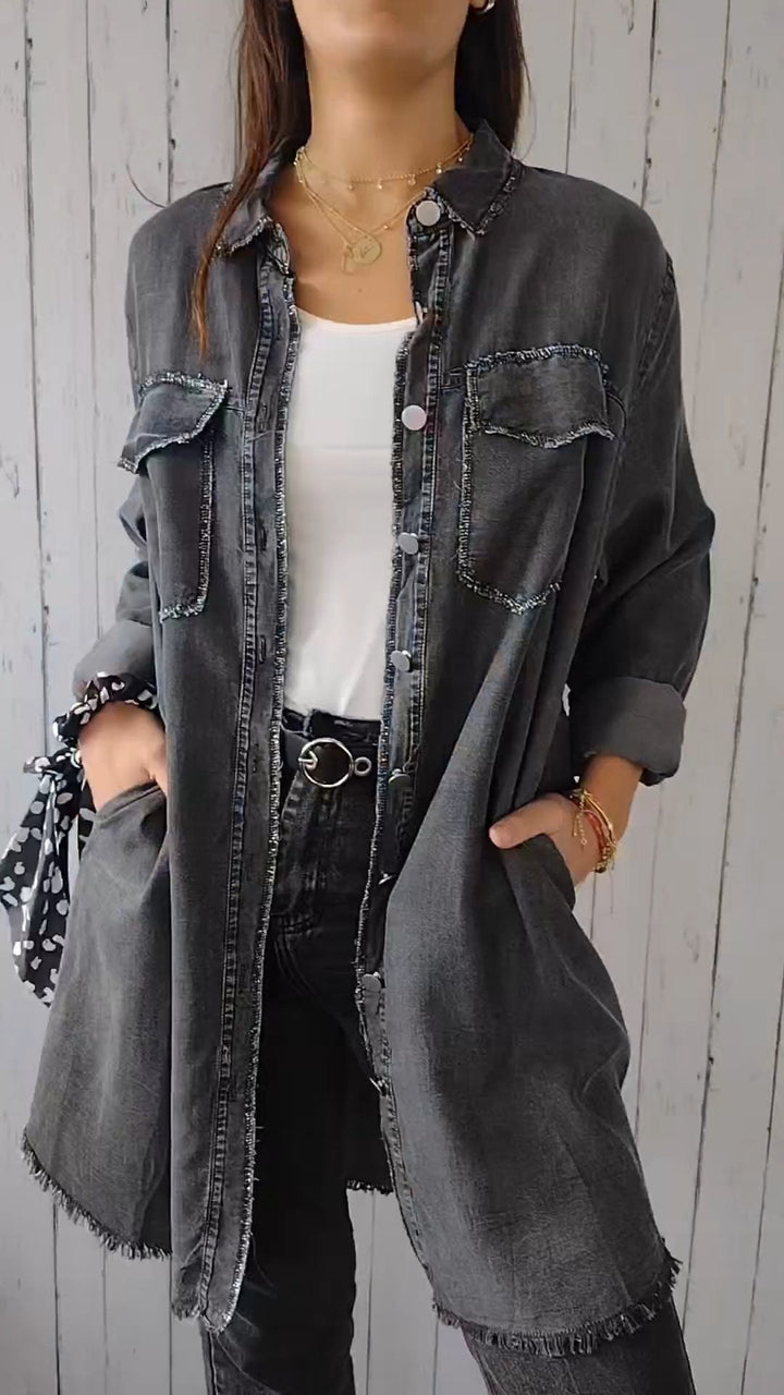 Stilla | Comfy Denim Shirt Met Lange Jas