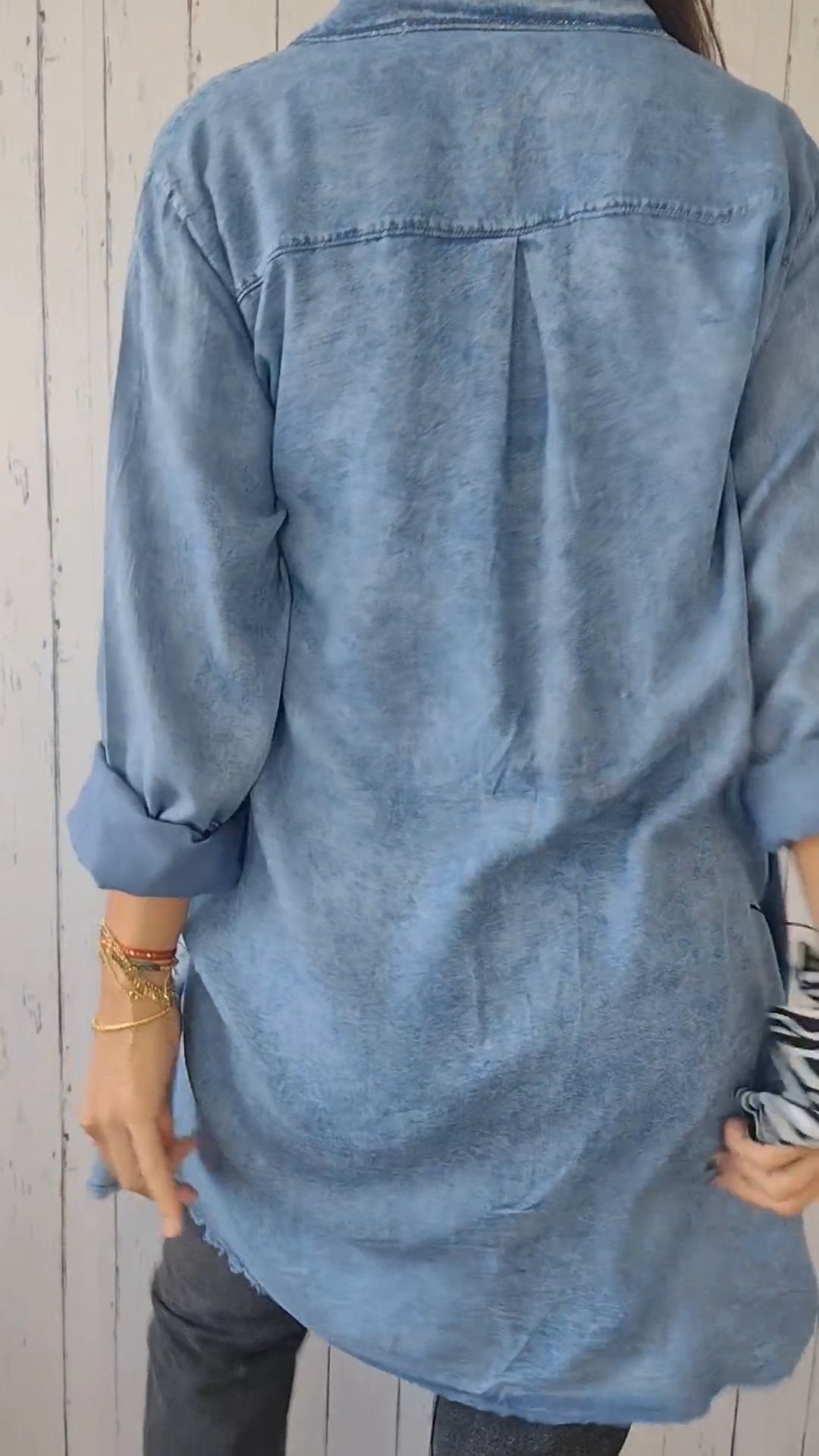 Stilla | Comfy Denim Shirt Met Lange Jas