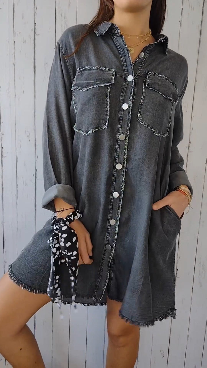 Stilla | Comfy Denim Shirt Met Lange Jas