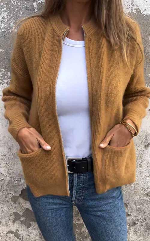 Stilla | Flauschige Strickjacke mit Reißverschluss