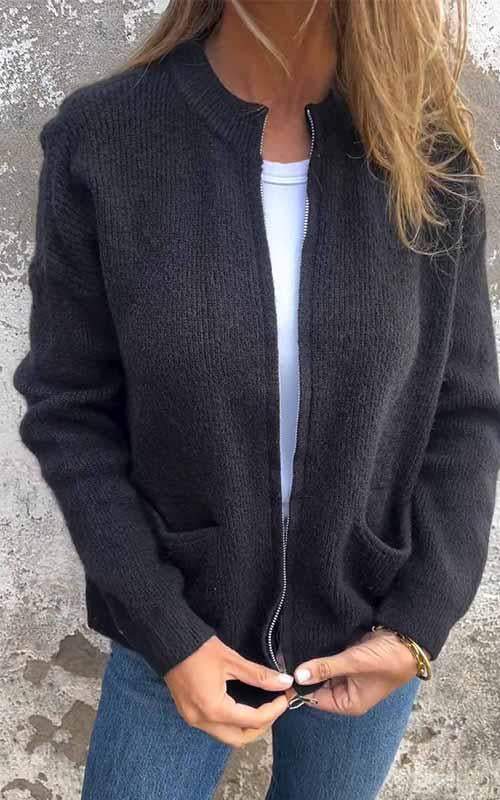 Stilla | Flauschige Strickjacke mit Reißverschluss