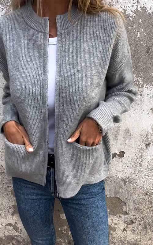 Stilla | Flauschige Strickjacke mit Reißverschluss
