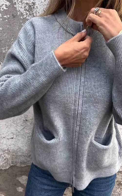 Stilla | Flauschige Strickjacke mit Reißverschluss