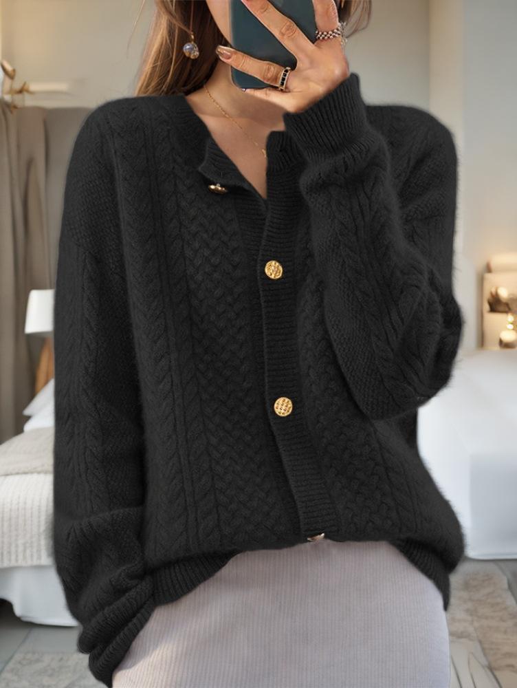 Stilla | Knapper Cardigan i vintage kabelstrik jacquard, komfortabel og elegant