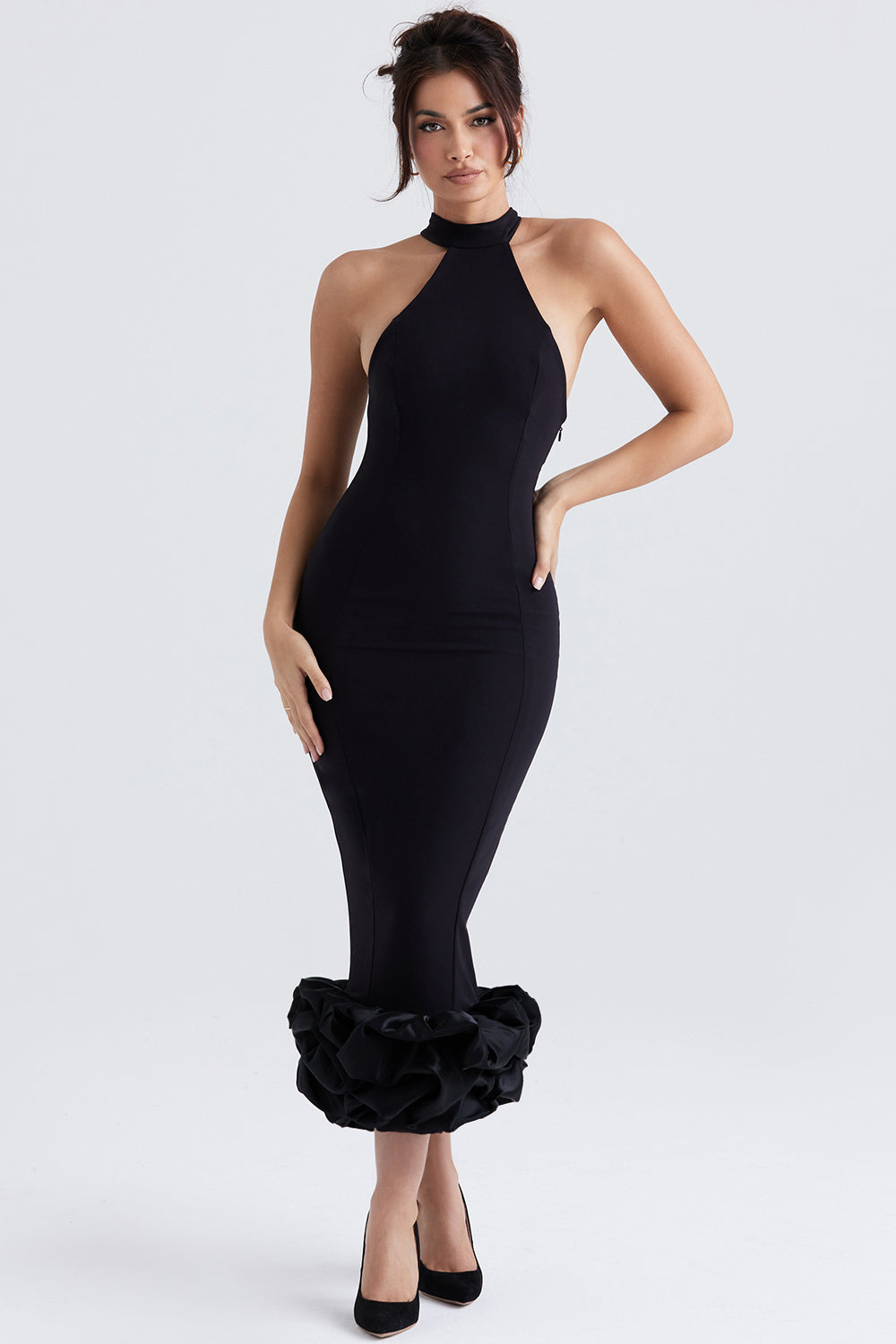 Stilla | Sort Peplum Midikjole