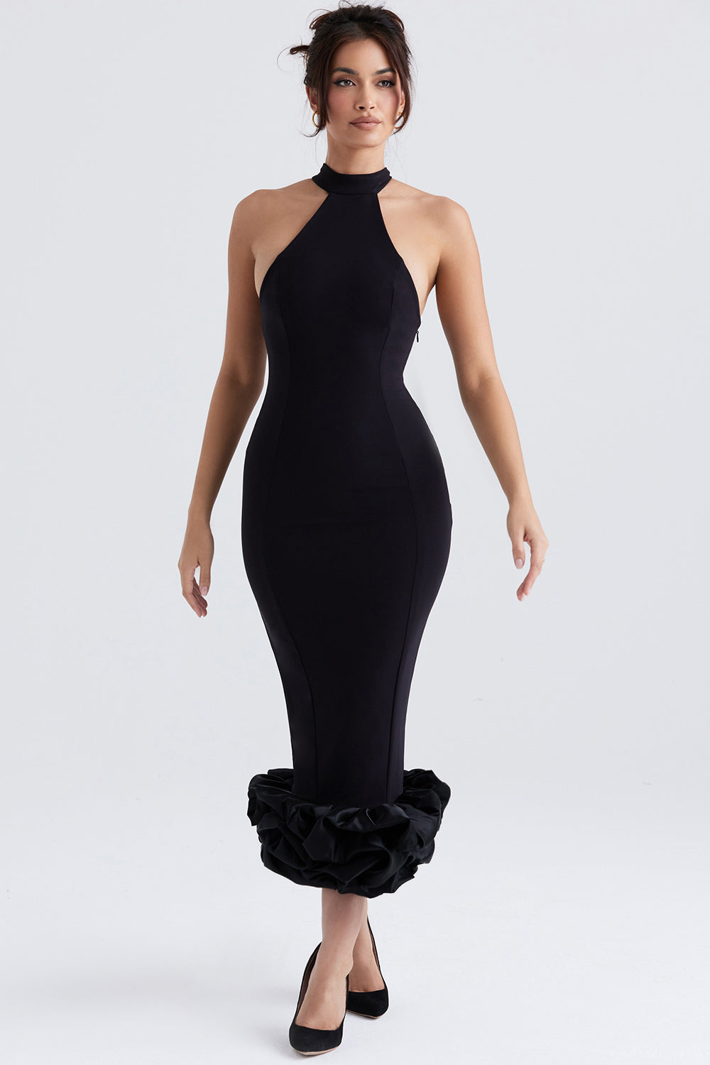 Stilla | Sort Peplum Midikjole