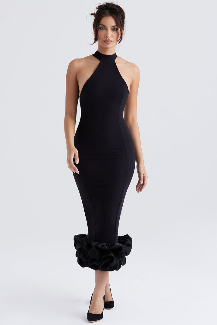 Stilla | Sort Peplum Midikjole
