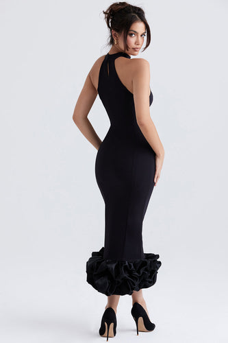 Stilla | Sort Peplum Midikjole