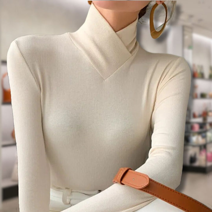 Stilla | Dame rullekrave sweater med gevind
