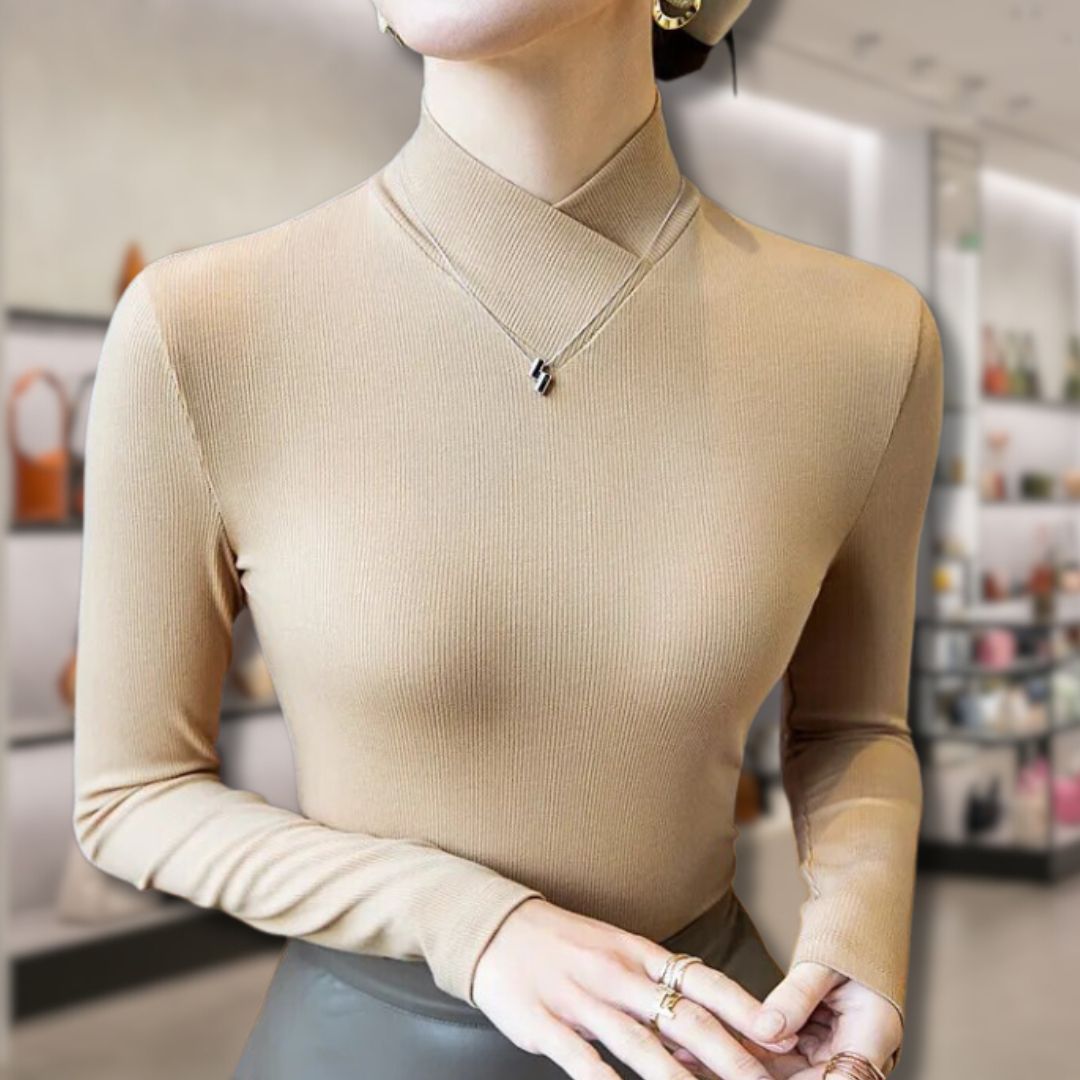 Stilla | Dame rullekrave sweater med gevind