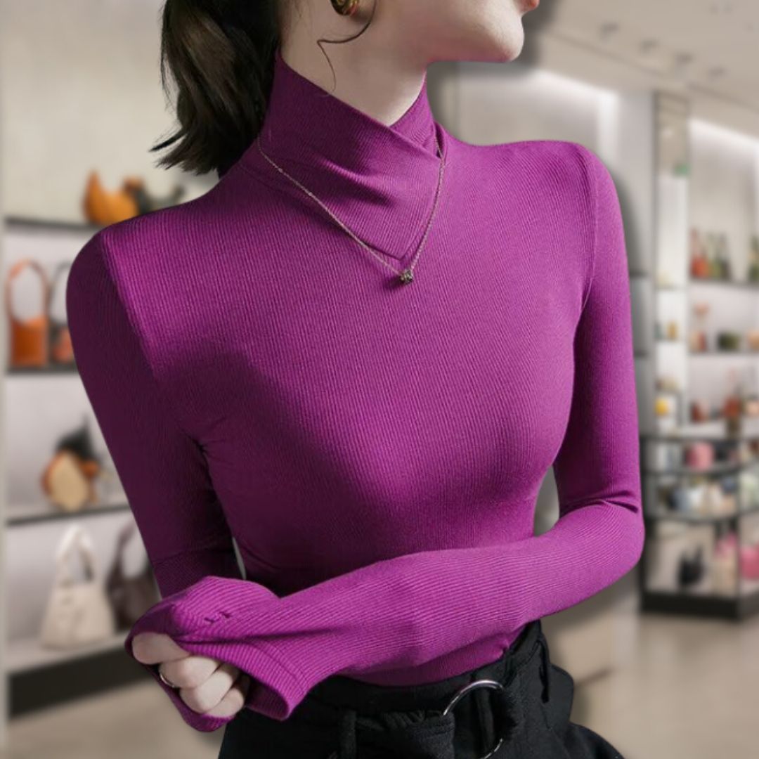 Stilla | Dame rullekrave sweater med gevind