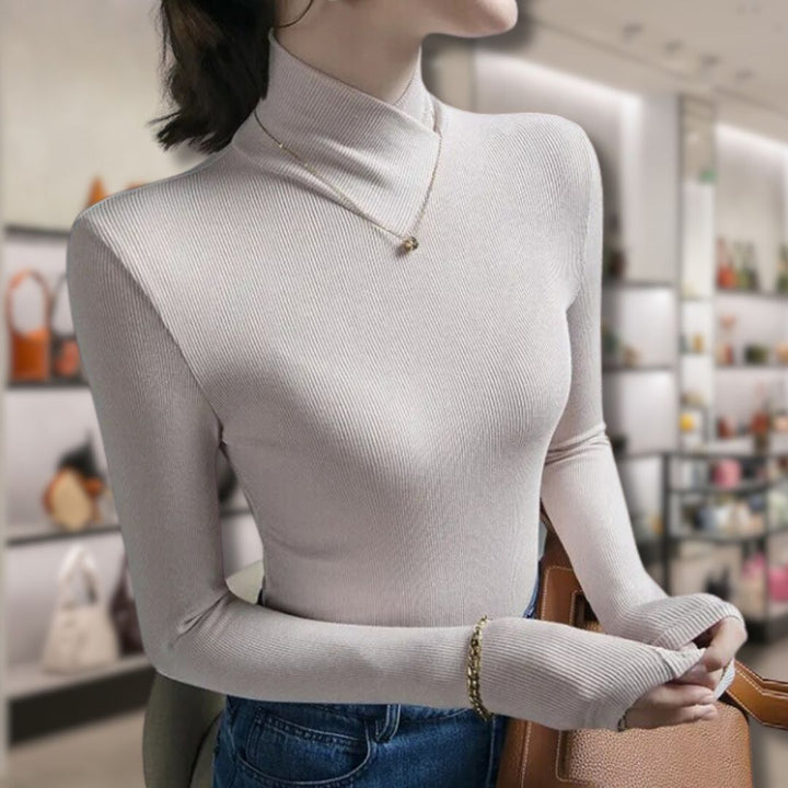 Stilla | Dame rullekrave sweater med gevind