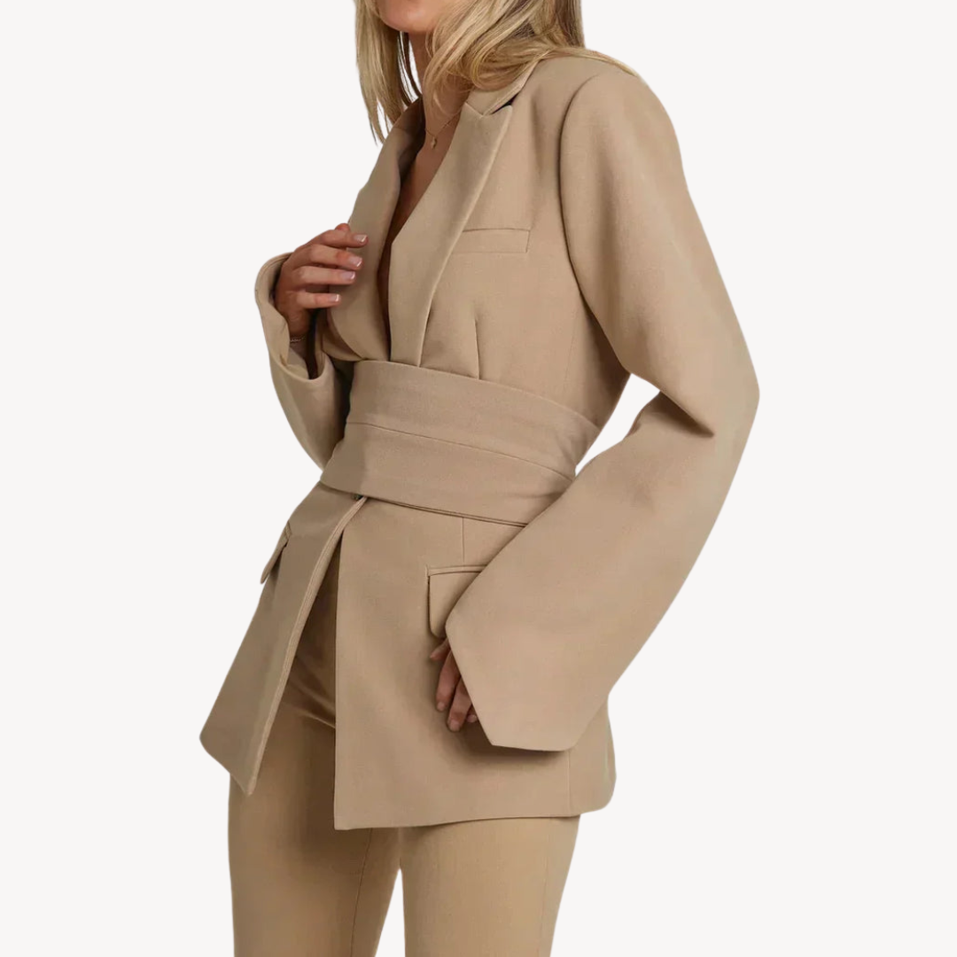 Stilla | Damernes bælte-blazer – Elegant jakkesæt jakke