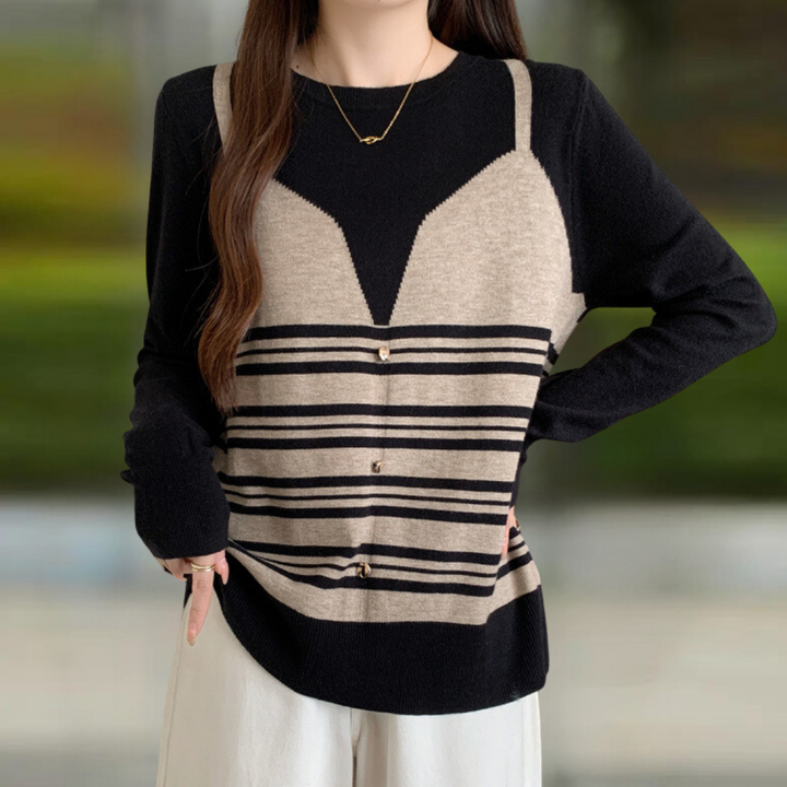 Stilla | Strikket Sweater med Striber til Kvinder