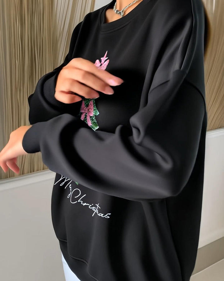 Stilla | Sweatshirt med juledræt og lange ærmer