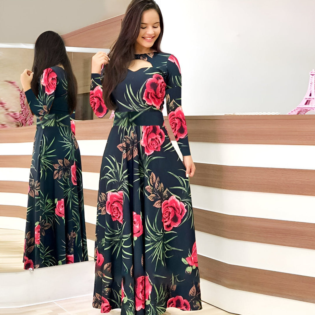 Stilla | Elegante Blomster Maxi Kjole Til Efteråret
