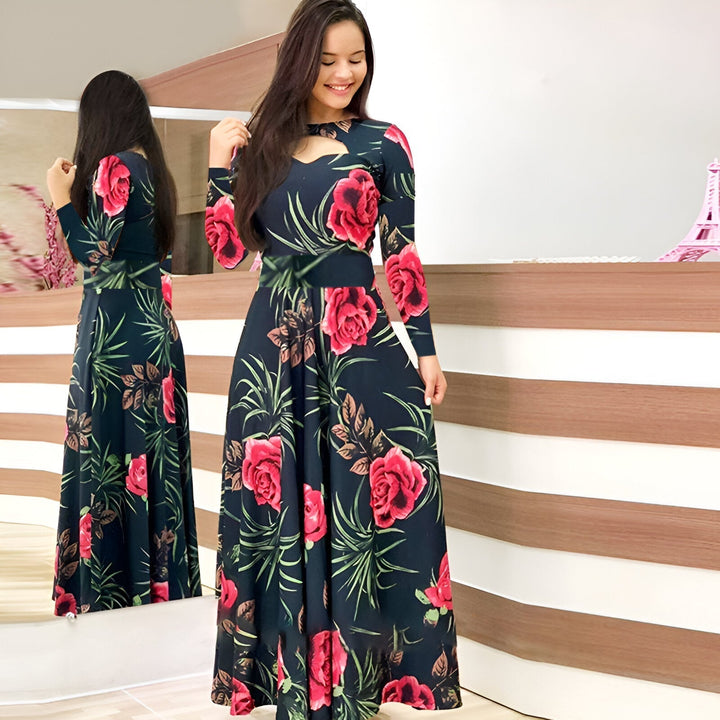 Stilla | Elegante Blomster Maxi Kjole Til Efteråret