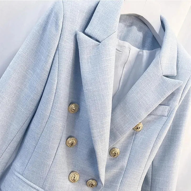 Stilla | La Douce Dobbeltknap Blazer Dame - Læder - Ensfarvet