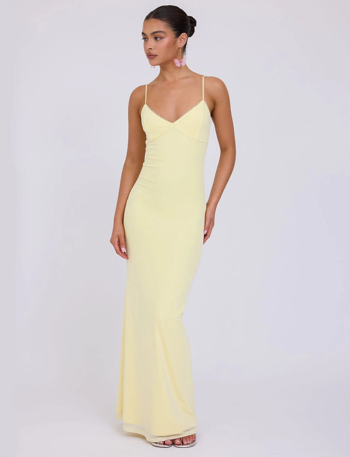 Stilla | Graceful Spaghetti Straps V-hals Maxi Kjole Kvinders