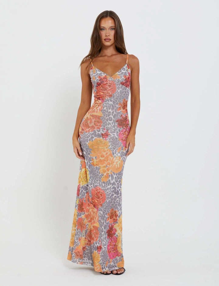 Stilla | Graceful Spaghetti Straps V-hals Maxi Kjole Kvinders