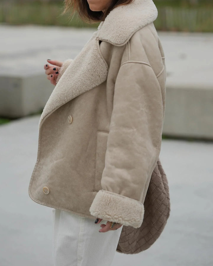 Stilla | Faux lammeuld Moto jakke