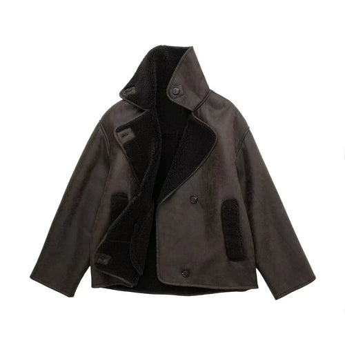 Stilla | Faux lammeuld Moto jakke