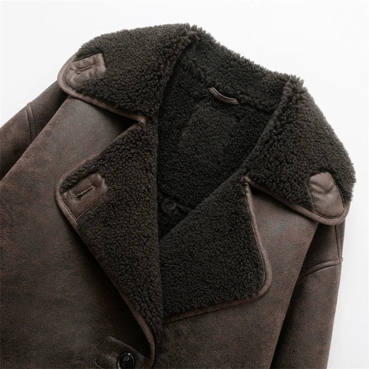 Stilla | Faux lammeuld Moto jakke
