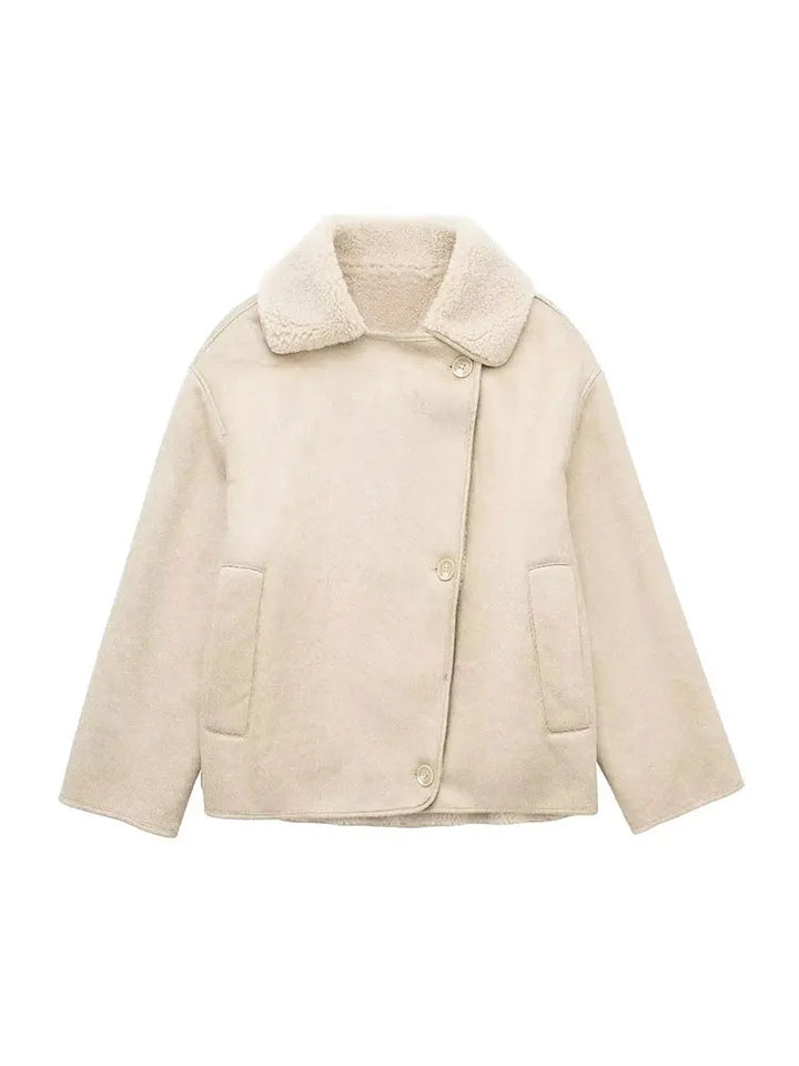 Stilla | Faux lammeuld Moto jakke