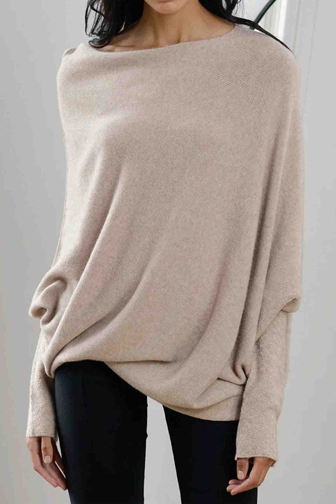 Stilla | Ensfarvet Langærmet Bluse Med Rund Hals