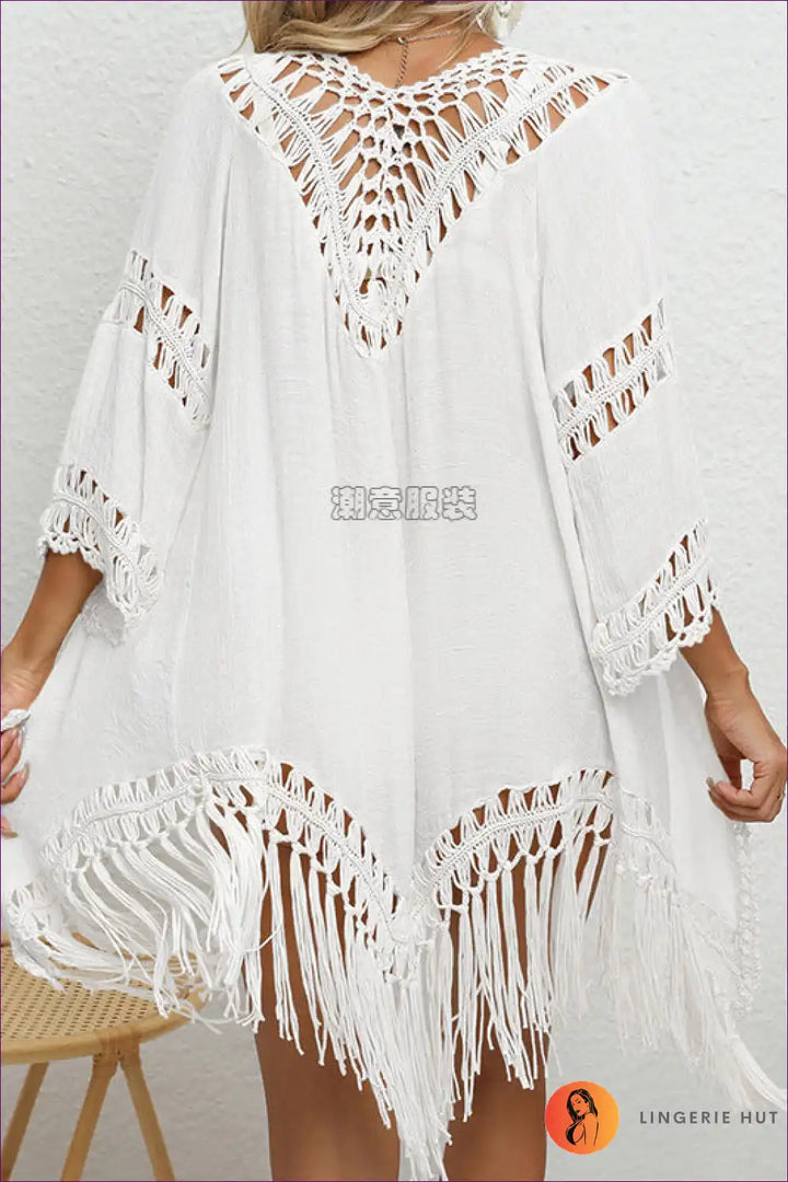 Skovae | Hæklet-Tassel Strandcardigan - Boho Solbeskyttelse med stil