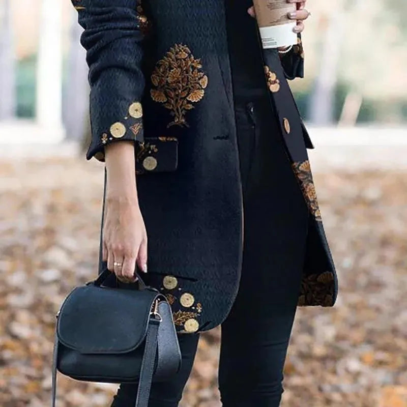 Stilla | Lang Vintage Blazer Dame - Vintage - Trykt