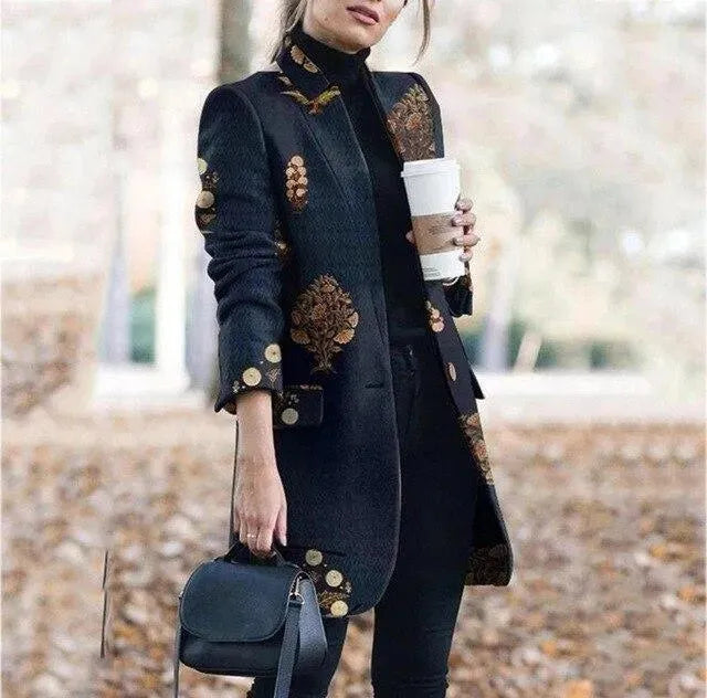 Stilla | Lang Vintage Blazer Dame - Vintage - Trykt