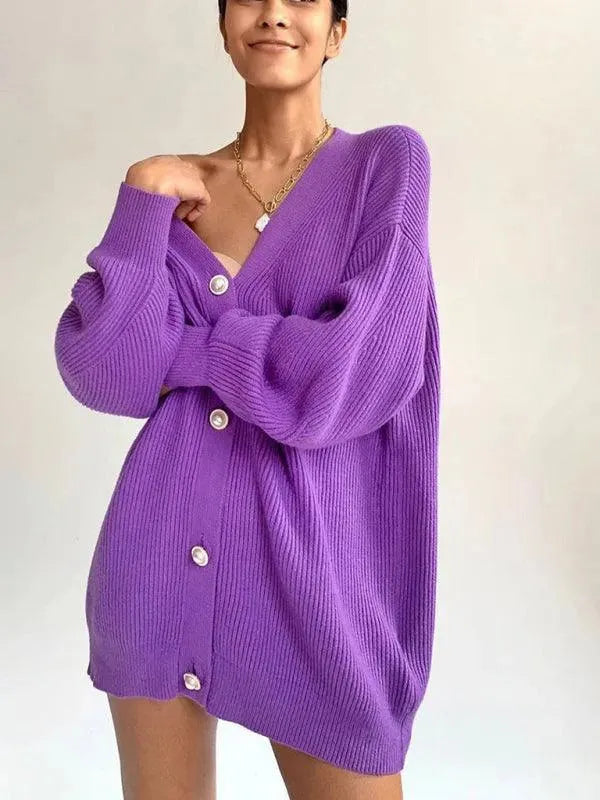 Stilla | Drop Shoulder Dame Strikjakke Pullover