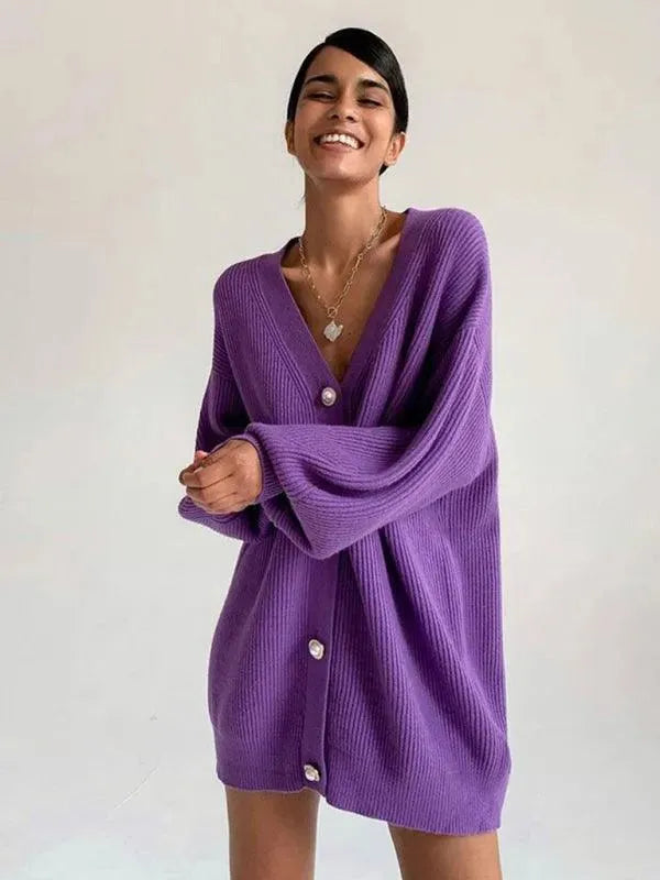 Stilla | Drop Shoulder Dame Strikjakke Pullover