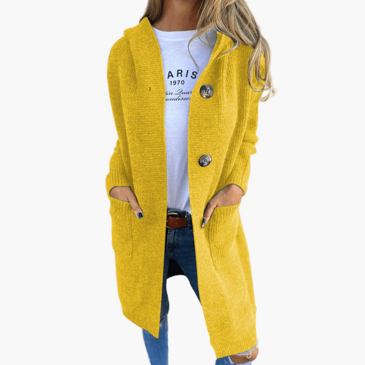 Stilla | Strikjakke Lang - Modetrendy Hverdag-Cardigan til Kontor Og Fritid