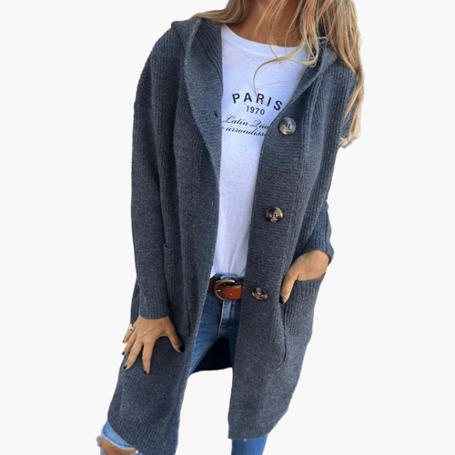 Stilla | Strikjakke Lang - Modetrendy Hverdag-Cardigan til Kontor Og Fritid