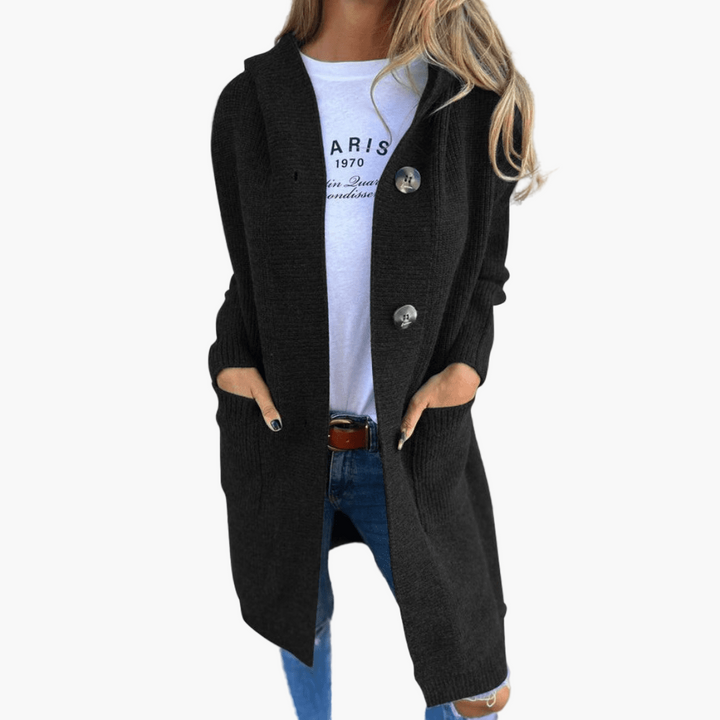 Stilla | Strikjakke Lang - Modetrendy Hverdag-Cardigan til Kontor Og Fritid