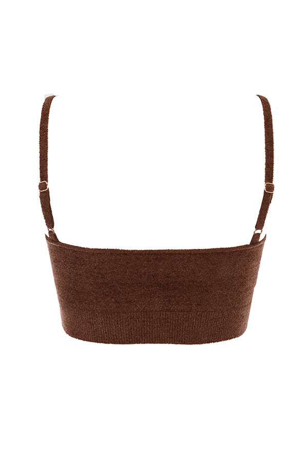 Stilla | Chokolade Fluffy Crop Top Med Højtaljede Shorts