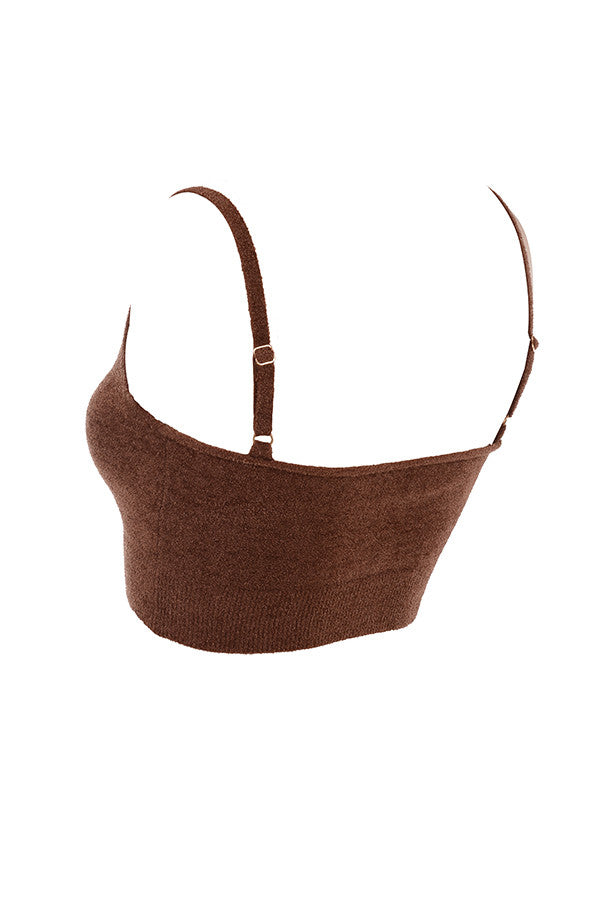 Stilla | Chokolade Fluffy Crop Top Med Højtaljede Shorts