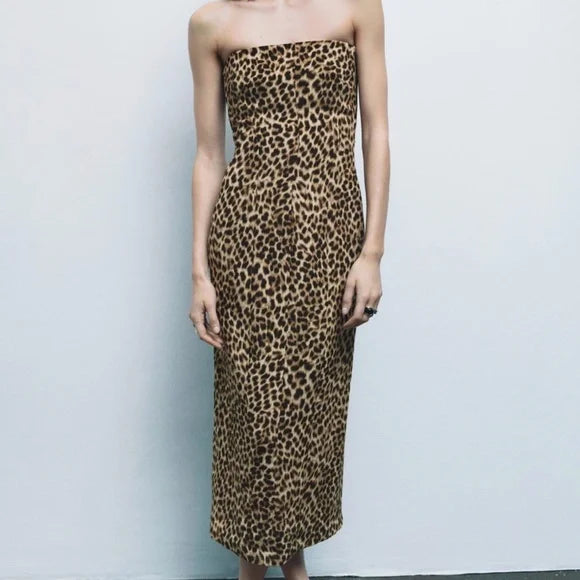 Stilla | Slim-fit Leopard-print Silke Mesh Kjole