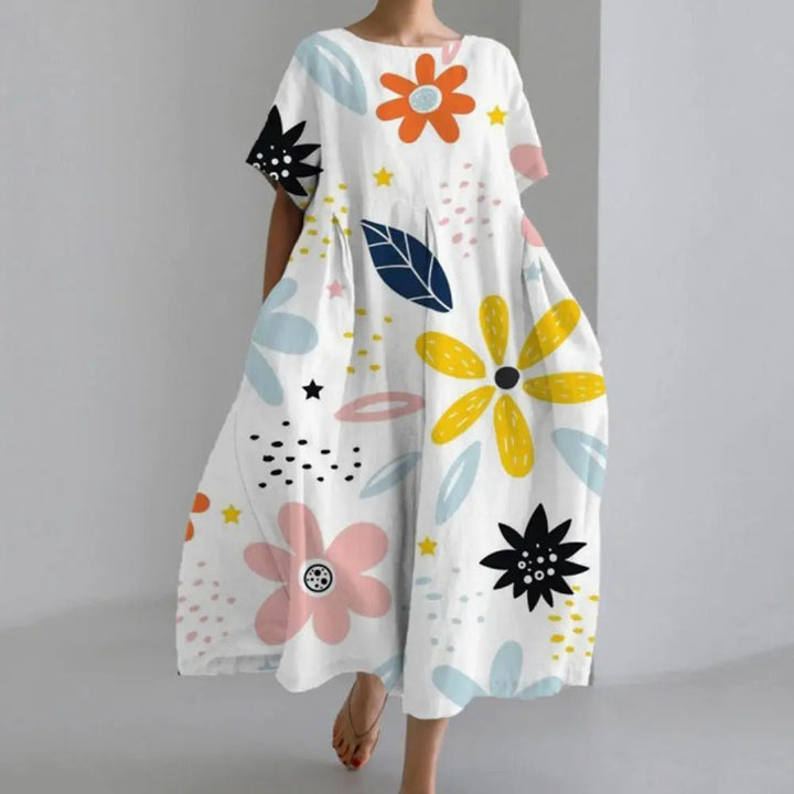 Stilla | Midi Kjole Med Blomster Mønster