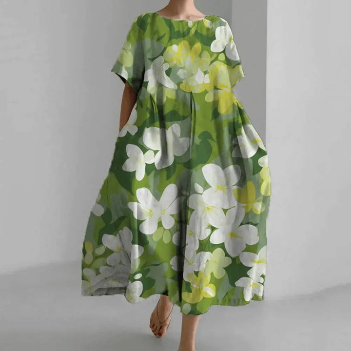 Stilla | Midi Kjole Med Blomster Mønster