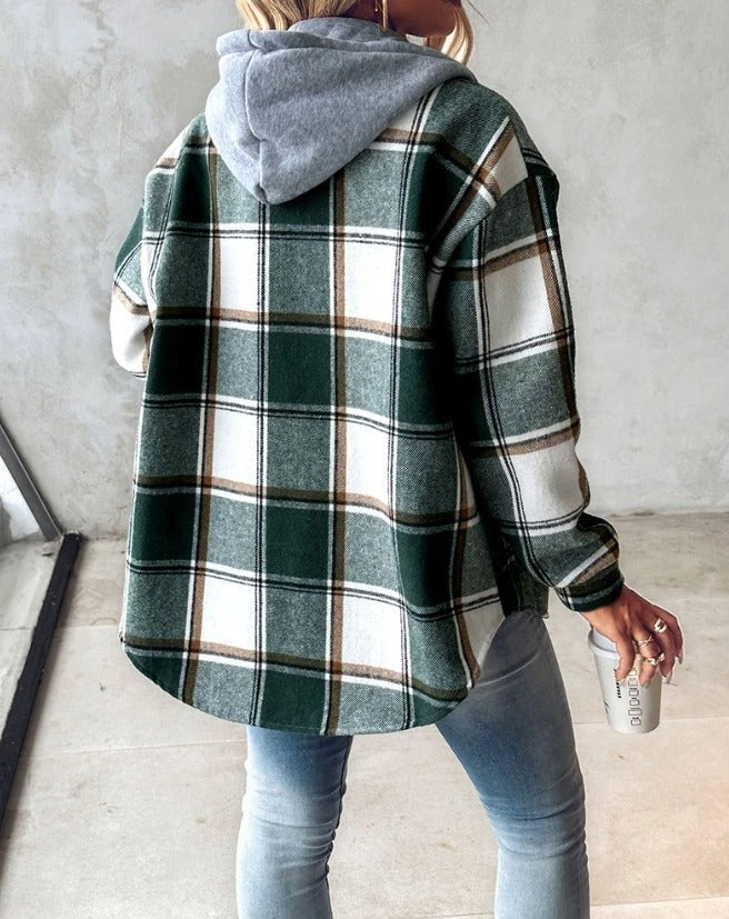 Stilla | Oversize Hoodie Jakke Med Rutemønster Til Damer
