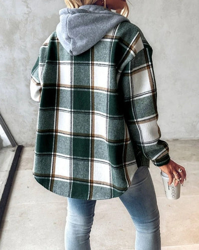 Stilla | Oversize Hoodie Jakke Med Rutemønster Til Damer