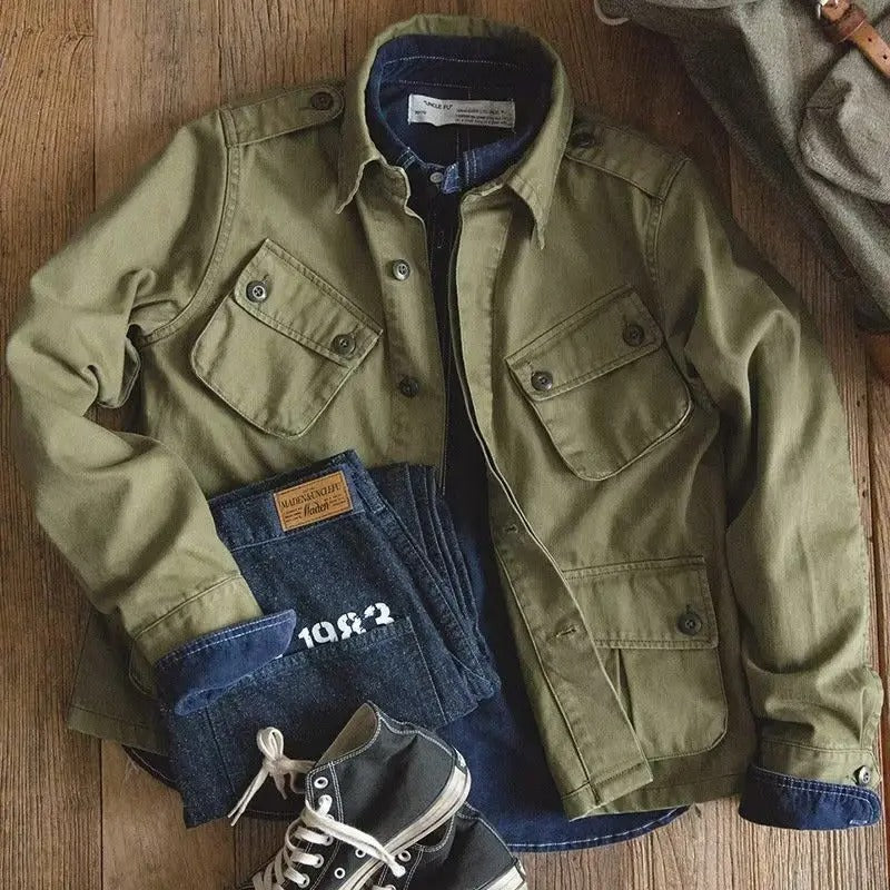 Skovae | Casual Multifunction Green Military Jacket til mænd