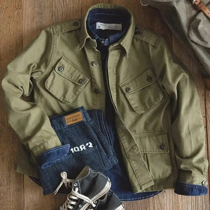 Skovae | Casual Multifunction Green Military Jacket til mænd