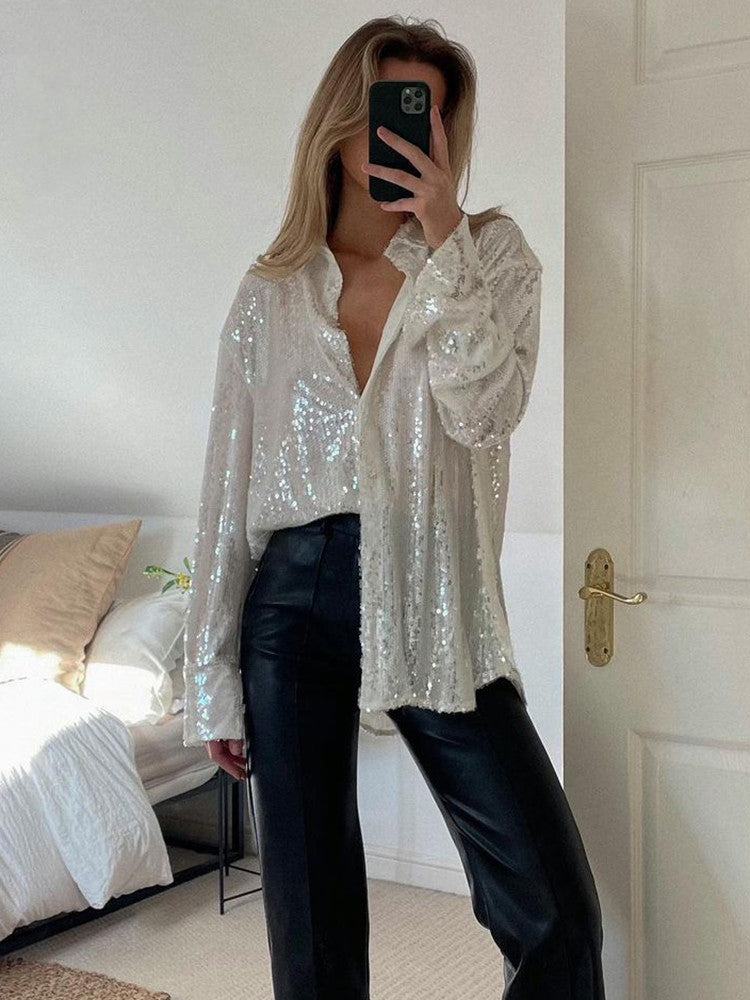 Stilla | Oversize Glimmer Skjortekjole Til Damer, Egnet Til Fester Og Elegant