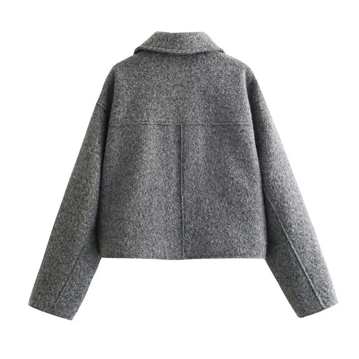 Stilla | Kort og Elegant Forårsjakke Med Lynlås og Omslagbar Krave Til Kvinder, Trendy og Elegant